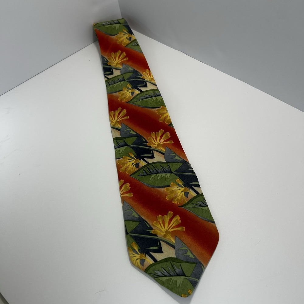 Tango Max Raab Men's Hawaiian Colorful 100% Silk Tie 55"x3.75" - Picture 2 of 5